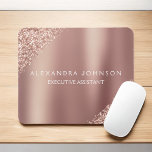 Rose Gold Glitter | Blush Pink Sparkle Glitter Mouse Pad<br><div class="desc">Blush Pink - Rose Gold Glitter Faux Sparkle Glitter Metallic Foil Minimalist Business Mousepad (Mouse Pad) with white lettered typography for the monogram. The Rose Gold Girly Business design can be customised with your name. Please contact the designer for customised matching items.</div>