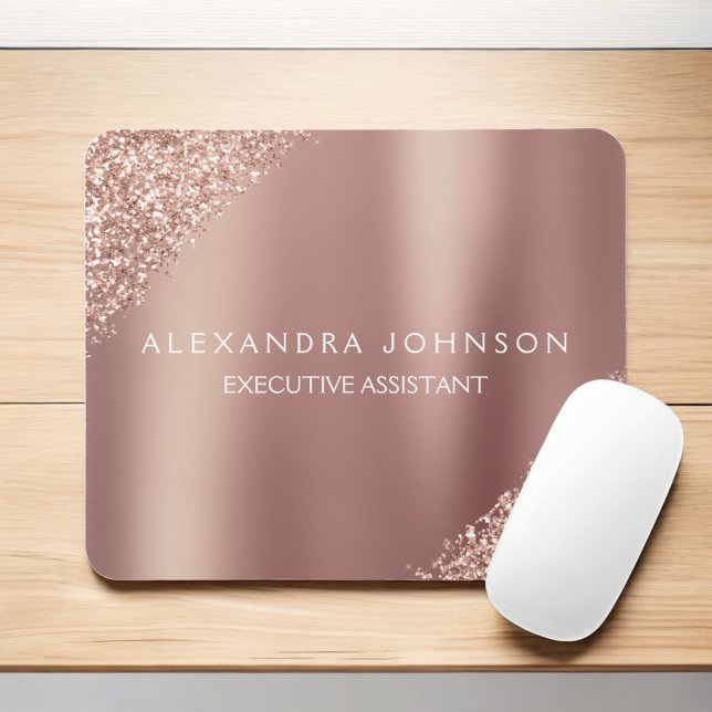 Rose Gold Glitter | Blush Pink Sparkle Glitter Mouse Pad (Creator Uploaded)