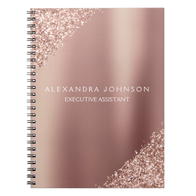 Rose Gold Glitter | Blush Pink Sparkle Glitter Notebook (Front)