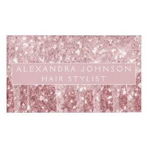 Rose Gold Glitter   Blush Pink Sparkle Modern Name Tag