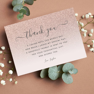 Rose gold glitter blush pink thank you Birthday Card