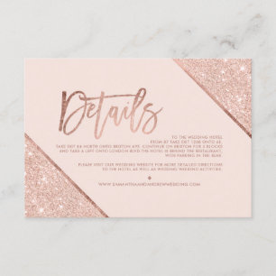 Rose gold glitter blush script wedding direction 2 enclosure card