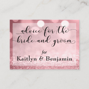 Rose Gold Glitter Bokeh Advice for Bride & Groom Card