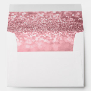 Rose Gold Glitter Bokeh Liner w/ Return Address 2 Envelope