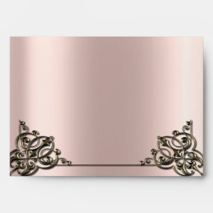 Rose Gold Glitter Bokeh Ombre Rose Gold Frame Envelope