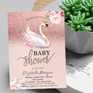 Rose Gold Glitter Bokeh, Pancakes Baby Shower Invitation