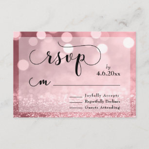 Rose Gold Glitter Bokeh & Typography RSVP