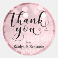 Rose Gold Glitter Bokeh & Typography Thank You 2