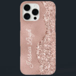 Rose Gold Glitter Border Monogram Name iPhone 16 Pro Max Case<br><div class="desc">Super cute phone case with glitter and shiny sparkles!</div>