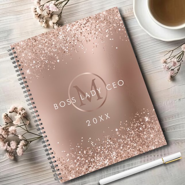 Rose Gold Glitter Boss Lady CEO Monogram Planner (Rose Gold Glitter Boss Lady CEO Monogram Annual Planner)