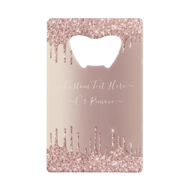 Rose Gold Glitter Bottle Opener with Custom Text (Back)