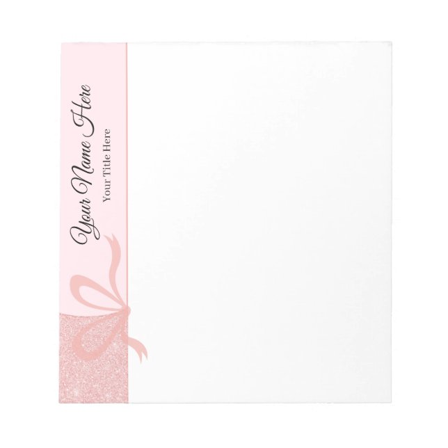 Rose Gold Glitter Bow Custom Note Pad (Front)