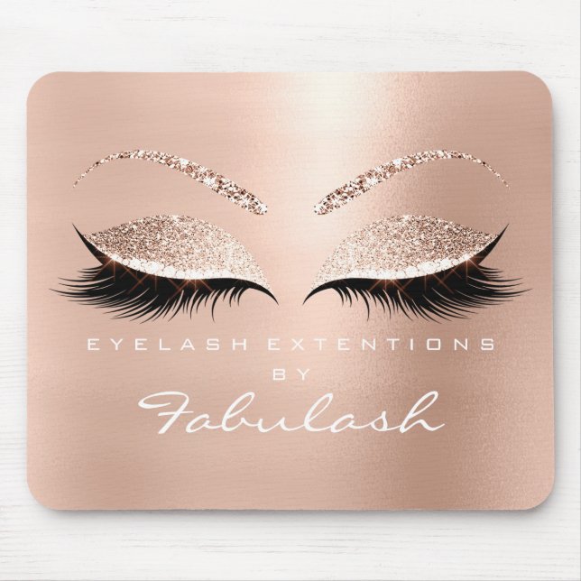 Rose Gold Glitter Branding Beauty Lashes Eyes Mouse Pad (Front)