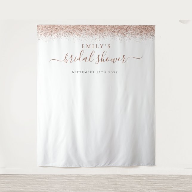 Rose Gold Glitter Bridal Shower Photo Background  Tapestry (Front)