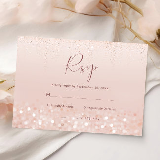 Rose Gold Glitter Bridal Shower RSVP Card