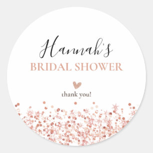 Rose Gold Glitter Bridal Shower thank you Classic Round Sticker