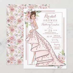 Rose Gold Glitter Bride Bridal Shower Invitation