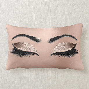 Rose Gold Glitter Browns Glam Makeup Lash Lux Lumbar Cushion