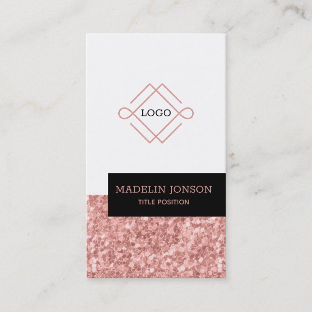 Rose Gold Glitter Business Card (Front)