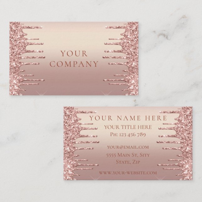 Rose Gold Glitter Business Card Your Own Design (Front/Back)
