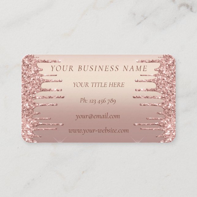 Rose Gold Glitter Business Card Your Personalised (Back)