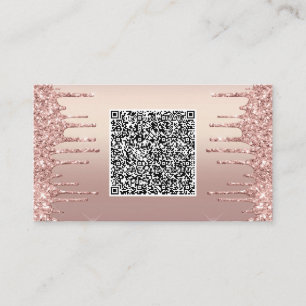 Rose Gold Glitter Business Cards with QR Code