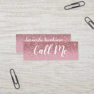 Rose Gold Glitter Call Me Mini Business Cards