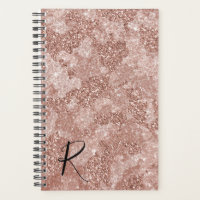 Rose Gold Glitter Camouflage Yearly Monogram