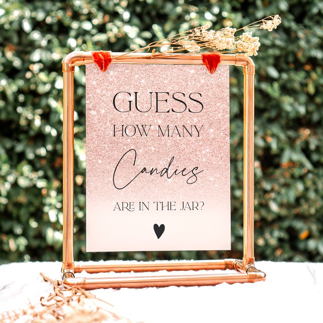 Rose gold glitter candies game bridal shower invitation (Creator Uploaded)