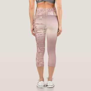 Rose Gold Glitter Capri Leggings