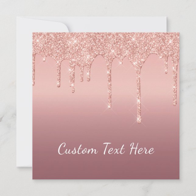 Rose Gold Glitter Cards Personalised Custom Text (Front)