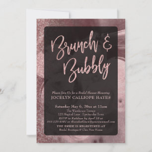 Rose Gold Glitter Champagne Brunch & Bubbly Invitation