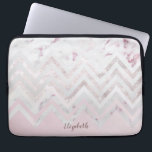 Rose gold glitter chevron pink marble monogram laptop sleeve<br><div class="desc">Blush background for elegant monogram on the bottom with glitter rose gold chevron in the middle and rose marble on the top. Elegant and chic item that can be customised very easy with a change of font or its colour, or you can just opt to write your name and customise...</div>