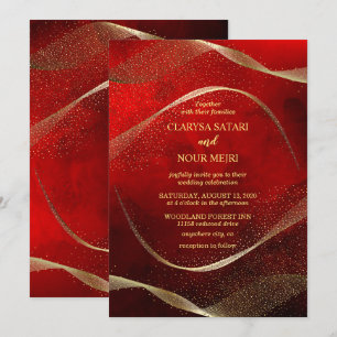Rose gold glitter chic wedding invitation