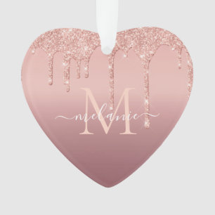 Rose Gold Glitter Christmas Ornament Personalised