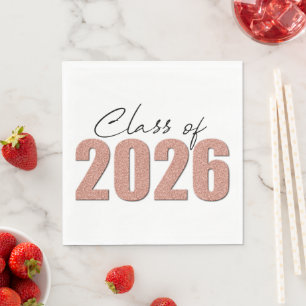 Rose Gold Glitter Class of 2026 Napkin