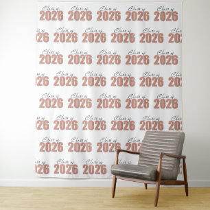 Rose Gold Glitter Class of 2026 Photo Backdrop Tapestry