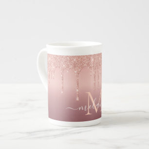Rose Gold Glitter Coffee Mug Add Name and Letter