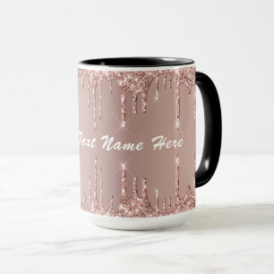 Rose Gold Glitter Coffee Mug Gift with Custom Text