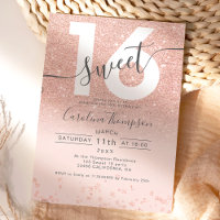 Rose gold glitter confetti blush Sweet 16 photo