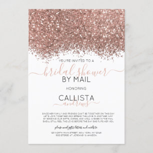 Rose Gold Glitter Confetti Bridal Shower by Mail Invitation