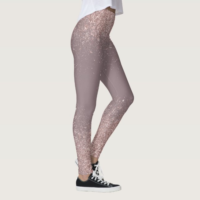 Rose Gold Glitter Confetti Dust Leggings (Right)