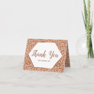 Rose Gold Glitter Confetti Glam Thank You Photo Card