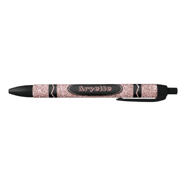 Rose Gold Glitter Crayon Custom Name Push Pen (Bottom)