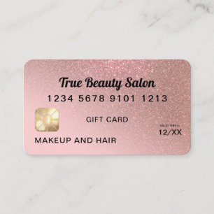 Rose Gold Glitter Credit Card Gift Certificate