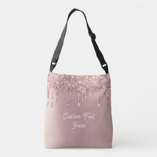 Rose Gold Glitter Crossbody Bag with Custom Text