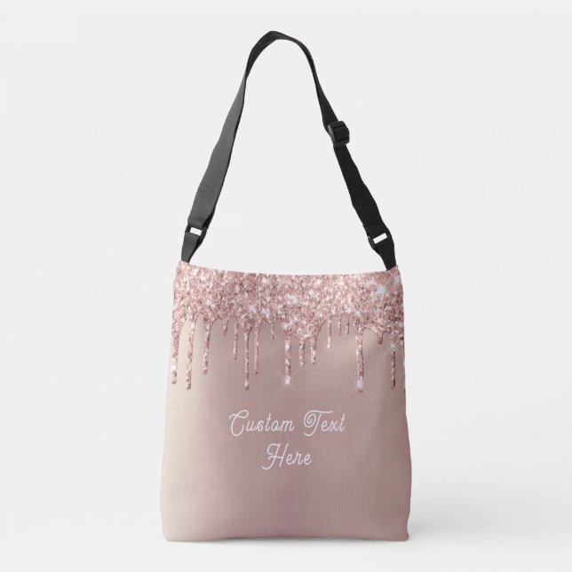 Rose Gold Glitter Crossbody Bag with Custom Text (Back)