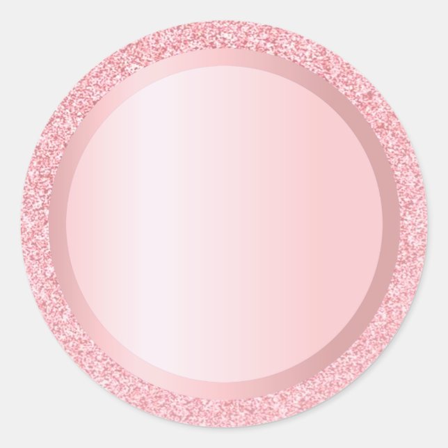 Rose Gold Glitter Custom Add Text Template Classic Round Sticker (Front)