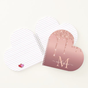 Rose Gold Glitter Custom Letter Your Name Notebook