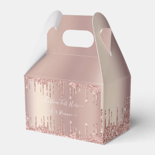 Rose Gold Glitter Custom Text Gift or Favour Boxes